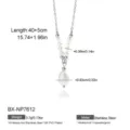 Stainless steel freshwater pearl pendant necklace detail shot, elegant clavicle chain accessory. - Round and Waterdrop Pearl Style (BX-NP7612) / 1 Piece