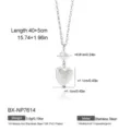 Silver stainless steel freshwater pearl necklace with heart pendant, 40+5cm length. - Round and Heart Pearl Style (BX-NP7614) / 1 Piece
