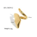 Gedetailleerd overzicht van de gouden onregelmatige geometrische open ring met afmetingen. - Slang Waterdruppel Stijl (HF-J1839-G) / Goud