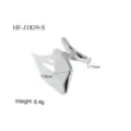 Roestvrijstalen geometrische open ring met druppelontwerp, gedetailleerd formaat en gewicht. - Slang Waterdruppel Stijl (HF-J1839-S) / Zilver