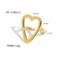 Roestvrij staal minimalistische geometrische hart open ring voor dames, gouden sieraden. - Hol Geometrisch Hart (HF-J1840-G) / Goud