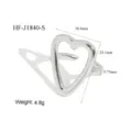 Geometrische open hartring van roestvrij staal voor dames, stijlvolle minimalistische sieraden. - Hol Geometrisch Hart (HF-J1840-S) / Zilver