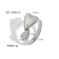 Rvs hartvormige ring met parelmoer inleg, verstelbaar open design voor dagelijks gebruik. - Parelmoer Hart Stijl (HF-J1842-S)