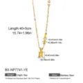 Edles Edelstahl Halskette mit gelbem Zirkon Perle 18K vergoldet wasserdichter Damenschmuck - Kettenlänge 40 Plus 5cm / Gelber Stil (BX-NP7741-YE)