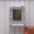 Dollhouse miniature silver classical carved mirror, decorative miniature furniture model. - Silver Square