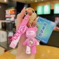 Llavero de oso con diamantes de imitación coloridos, colgante de mochila y llavero de coche. - Rosa