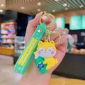 Joli porte-clés animal dessin animé soda, pendentif en silicone pour clés de voiture. - Soda Animal-Chien avec Limonade