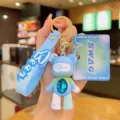 Llavero de oso con diamante degradado lindo colgante de bolso para coche regalo pareja - Azul