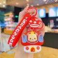 Red Mushroom House Bear Keychain Cute Cartoon Bag Pendant Car Key Ring Accessories - Red
