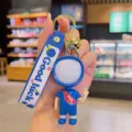 Luminous cartoon doll keychain cute bag pendant creative gift couple backpack charm - Blue (Male)