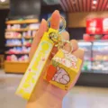 Mini 3-layer Rubik's cube keychain cartoon backpack pendant cute hanging ornament yellow strap - Cute Rabbit Magic Cube / Yellow