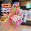 Cute rabbit Rubik's cube keychain pink cartoon bag pendant lovely accessory for gifts - Tulip Rabbit Rubik's Cube Style