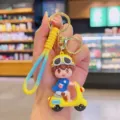 Cute cartoon scooter keychain bag pendant, metal ring and silicone strap, lovely gift. - Yellow Vehicle Boy