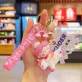 Cute unicorn cloud keychain pink cartoon doll bag pendant lovely couple hanging accessory - Pink