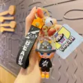 Cartoon monster keychain couple creative car key pendant cute schoolbag accessory key ring - Orange Monster