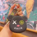 Silikon Gewalt Bär Münzbeutel Cartoon Schlüsselanhänger süßer Ring Tasche Anhänger Zubehör - Schwarz