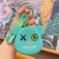 Silikon Bär Schlüsselanhänger süße Münztasche Cartoon Schlüsselring Taschenanhänger Damen. - Grün