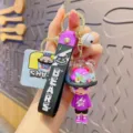 Cute cartoon monster keychain stylish bag pendant couple car key ring creative accessory - Purple Monster