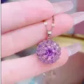 Rotating purple zircon necklace in rose gold, fashionable collarbone chain for women. - Necklace Only / Rose Gold Purple Rhinestone Necklace (DX503)