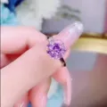 Fashion rotating purple zircon ring elegant spinner design women charming jewelry gift - Ring Only / Rose Gold Purple Rhinestone Ring (JZ049)