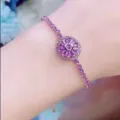 Chic rose gold rotating zirconia bracelet featuring pink stones, fashionable women jewelry. - Bracelet Only / Rose Gold Purple Rhinestone Bracelet (SL093)