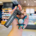 Llavero de conejo de orejas largas colorido galvánico bonito colgante para bolso de mano - Conejo Irisado - Negro