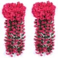Falsa vid de flor colgante de violeta artificial para decoración de jardín y hogar. - Rojo