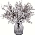Ramo de flores de ciruelo artificiales con florero de vidrio, ideal para decoración. - 1-Blanco puro