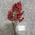 Artificial red flower branch, home decor floral arrangement for wedding and living room. - 16-Head Silk Gypsophila Stems - Autumn Red