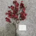 Artificial dark red flower branch for home decor, wedding arrangement, and vase display. - 16-Head Silk Gypsophila Stems - Wine Red