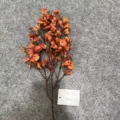 Artificial coral red flower branch variant for home decor, floral arrangement and vase display. - 16-Head Silk Gypsophila Stems - Coral Red