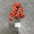 Artificial flower branch home wedding decoration vase arrangement floral decor for living room - 16-Head Silk Gypsophila Stems - Orange Red