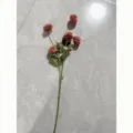 Fausse Branche de Chrysanthème Pompon Couleur d'Automne Fleur en Soie Variante Unique - Chrysanthème pompon à 5 têtes - 1 tige rose automne