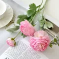 Ramo de flores artificiales peonía rosa 3 cabezas seda sintética para decoración del hogar. - 1 Pieza/Paquete / Rosa Claro
