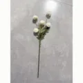 Tige de fleur de chrysanthème pompon artificiel, 5 têtes fausse plante mariage déco. - Chrysanthème pompon à 5 têtes - Blanc, 1 tige