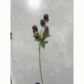 Fausse fleur en soie chrysanthème pompon 5 têtes, branche florale automnale pour déco maison. - Chrysanthème pompon à 5 têtes - Violet d'automne, 1 tige