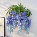 Flor de glicinia artificial azul colgante, flores falsas de seda de rama larga para decoración. - Glicinia de 3 puntas - 1 unidad azul