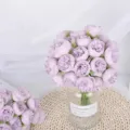 Purple artificial peony flower bouquet with clear glass vase for elegant home decor - 27-Head Peony, Purple