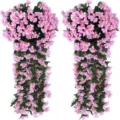 Enredadera de flores colgantes de violeta rosa artificial para boda y jardín SKU - Rosa