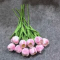 Flores de tulipán rosa artificiales para decoración del hogar, ramo de flores falsas. - Rosa Blanco