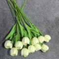 Flores de tulipán artificiales PU de seda falsa para el hogar sala decoración centro mesa. - Crema