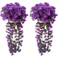Panier de fleurs suspendues violette artificielle lierre guirlande pour deco de mariage jardin - Bleu Violet