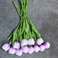 Flores de tulipán artificiales moradas para decoración, ramo PU realista y hermoso. - Violeta Claro