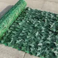 Rollo de Seto Artificial Hiedra Falsa Hojas Verdes para Valla Jardin Decoracion - 1m*1m / Hojas de batata oscuras con rejilla