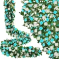 Guirlanda de vid de rosas artificiales con flores azules blancas y hojas verdes para bodas - Azul Y Blanco