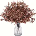 Artificial flower bunching wax plum bouquet with clear glass vase for home wedding decor - 15 - Autumn Yellow