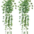 Planta de hiedra artificial colgante vid verde decoración de pared para hogar 2pcs - Hoja de Sandía de 9 Ramas