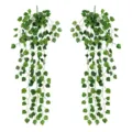 Plantas Colgantes Artificiales Hiedra Falsa Vid Verde Decoracion De Pared Para Casa - Hoja de Uva de 9 Ramas