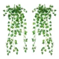 Fausses plantes suspendues de lierre artificiel vigne verte pour déco murale intérieure - Feuille de Patate Douce à 9 Branches