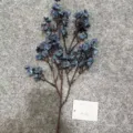 Artificial autumn blue baby's breath flower branch, faux plant for home wedding decor. - 16-Head Silk Baby's Breath, 1 Stem - Autumn Blue